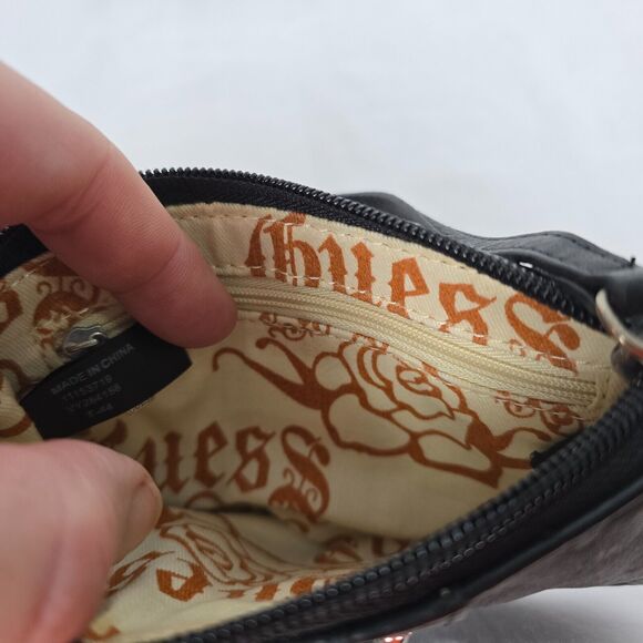 Guess Wristlet Black Silver Tone Hardware PU Leather 7" x 4.5" - Picture 4 of 14